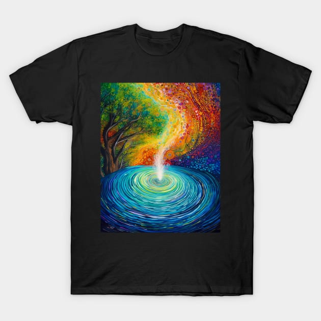 Enigmatic Depths: Delving into the Mystery of Waterfall Art T-Shirt by Rolling Reality